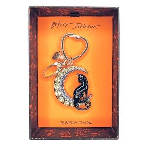 Betsey Johnson Cat Moon Bag Charm Keychain